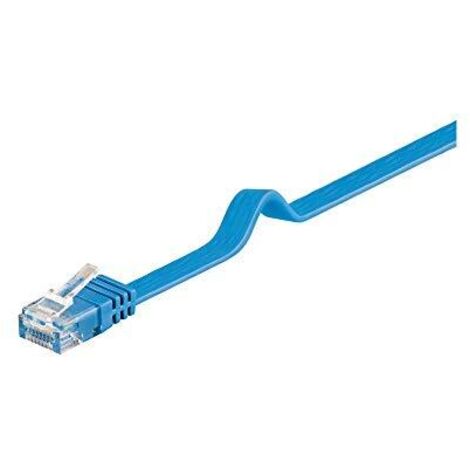 CAT 6 cavo patch piatto U/UTP, blu, conduttore di rame (CU). Lunghezza del Cavo 1 m