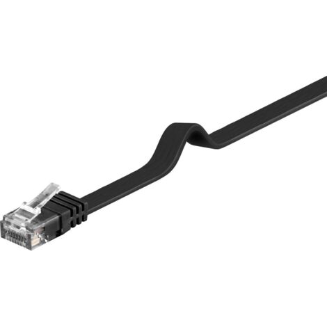 CAT 6 cavo patch piatto U/UTP, nero, conduttore di rame (CU). Lunghezza del Cavo 1 m