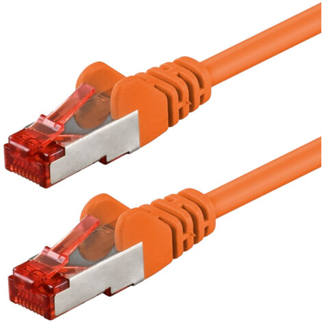CAT 6 cavo patch, S/FTP (PiMF), arancione, 0,25 m, conduttore di rame (CU), guaina del cavo senza alogeni (LSZH). Lunghezza del Cavo 0.25 m