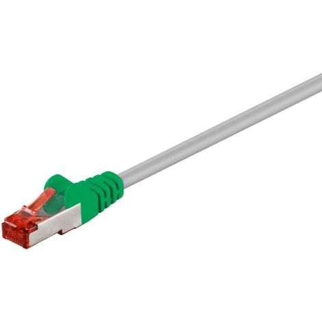 CAT 6 Crossover-Patchkabel, S/FTP (PiMF), grau, Grün, Kupferleiter (CU), halogenfreier Kabelmantel (LSZH). Kabellänge 5 m