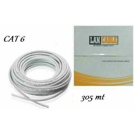 CAT 6 Matassa 305mt Cavo di Rete LAN UTP Ethernet Bobina Internet CCTV ADSL