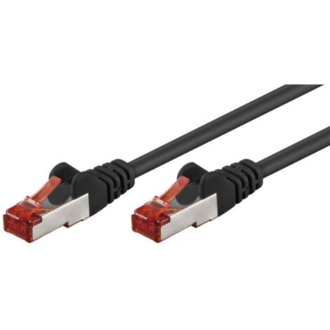 CAT 6 Patchkabel, S/FTP (PiMF), schwarz, Kupferkaschierter Aluminiumleiter (CCA). Kabellänge 1.5 m