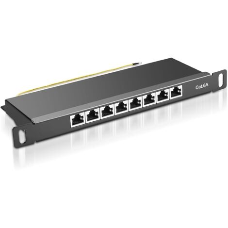 CAT 6a 8-Port-Patchpanel – Geschirmtes Keystone-Patchpanel für Wand- und Tischmontage, 8 RJ45-Ports, TIA568A/B, 10 Gbit/s, STP-LAN-Anschluss, Verteilerfeld
