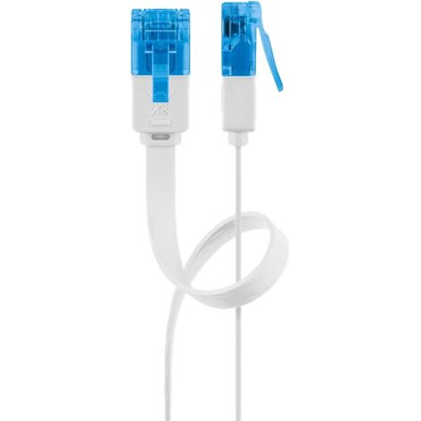 CAT 6A cavo patch piatto, U/UTP, bianco, conduttore di rame (CU). Lunghezza del Cavo 10 m