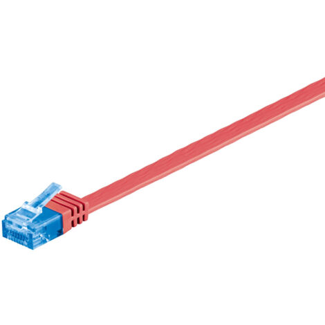 CAT 6A cavo patch piatto, U/UTP, rosso, conduttore di rame (CU). Lunghezza del Cavo 0.5 m