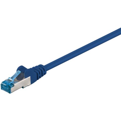 CAT 6A Patchkabel, S/FTP (PiMF), blau, Kupferleiter (CU), halogenfreier Kabelmantel (LSZH). Kabellänge 1.5 m