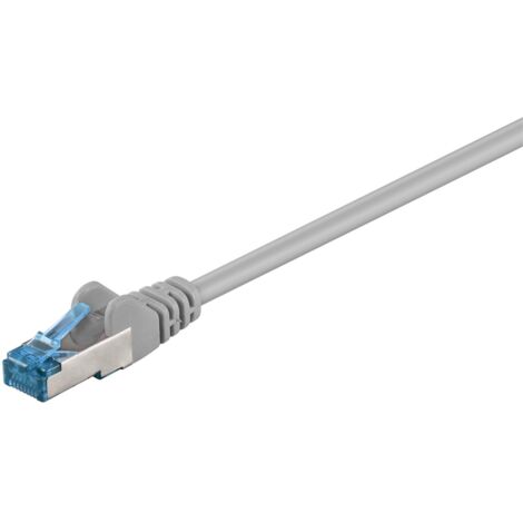 CAT 6A Patchkabel, S/FTP (PiMF), grau, Kupferleiter (CU), halogenfreier Kabelmantel (LSZH). Kabellänge 0.5 m