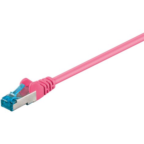 CAT 6A Patchkabel, S/FTP (PiMF), magenta, Kupferleiter (CU), halogenfreier Kabelmantel (LSZH). Kabellänge 0.5 m