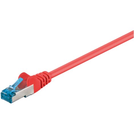 CAT 6A Patchkabel, S/FTP (PiMF), rot, Kupferleiter (CU), halogenfreier Kabelmantel (LSZH). Kabellänge 1.5 m