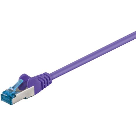 CAT 6A Patchkabel, S/FTP (PiMF), violett, Kupferleiter (CU), halogenfreier Kabelmantel (LSZH). Kabellänge 0.25 m