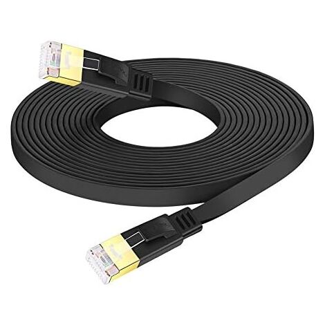 Cat 7 Flat Ethernet Cable, Flat Cable LAN Network RJ45 10Gbps 600MHz, Compatible Router, Switch, TV Box, PC, PS4 (30M)