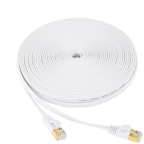 Cat 7 Plat Câble Ethernet, 10m Câble Réseau avec Plaqué rj45, 10 Gbps 600MHz 8P8C Câble Réseau LAN Haut Débit, Compatible Cat6/Cat5 und pour Routeur, Switch Modem, TV Box, PC Portable