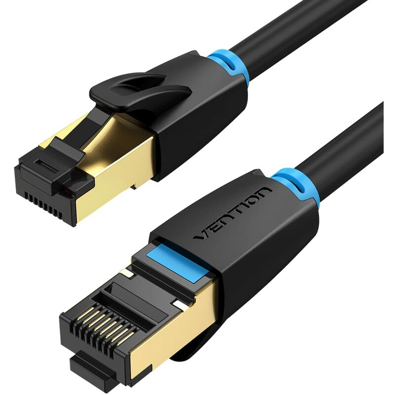 Cat 8 Câble Ethernet 2m, Câble RJ45 Cat 8 40Gbps 2000Mhz, 28AWG Câble Internet avec Connecteur Plaqué Or et Blindage 4Couches, Câble Réseau s/ftp
