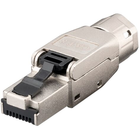 CAT 8.1 Connecteur RJ45 Blindé STP, Installation sans Outil, pour un diamètre de câble de 5,0-8,5 mm, bouchon à vis, montage IDC sans outils.