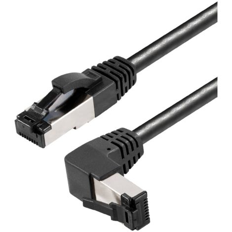 Cat 8.1 patch cable rj45 plug, straight to rj45 plug, angled up, 0.5 m