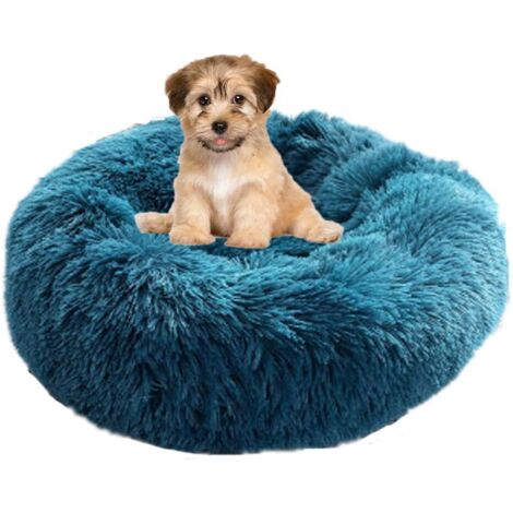 Cat Bed Round Dog Bed Fluffy Pet Bed Cushion Soft and Comfortable, Warm, Waterproof, Non-slip and Washable Dog Beds Suitable for Cats, Dogs Dark blue