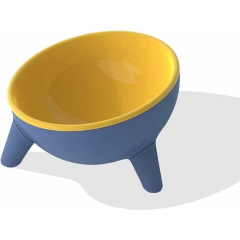 Cat Bowls Tilted Raised,Single Cat Feeding Bowls Elevated Cat Food Water Bowl Kittens Dishes 15° Inclined Angle Cat Feeder,Yellow