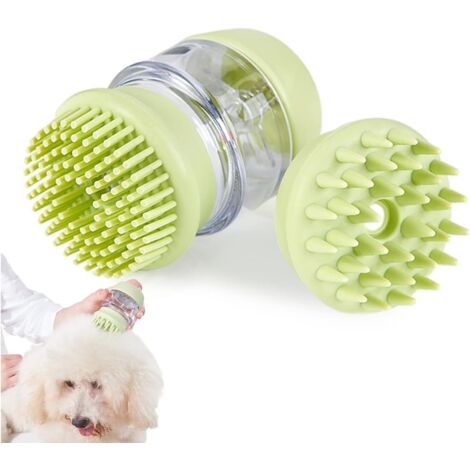 Cat Brush, Dog Brush, Cat Brush, 2 in 1 Soft Head Shower Brush, Body Scrubber with Shower Gel Dispenser, Suitable for Long Haired Dogs and Short Haired Cats