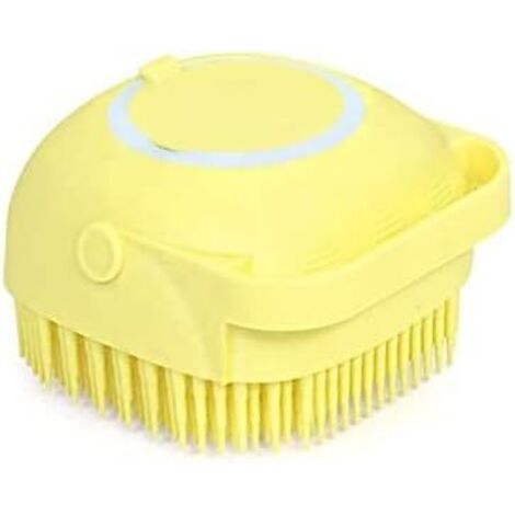 Cat Brush, Dog Brush, Cat Brush, 2-in-1 Soft Shower Brush, Body Wash with Body Soap Dispenser, for Long-Haired and Short-Haired Cats, Yellow