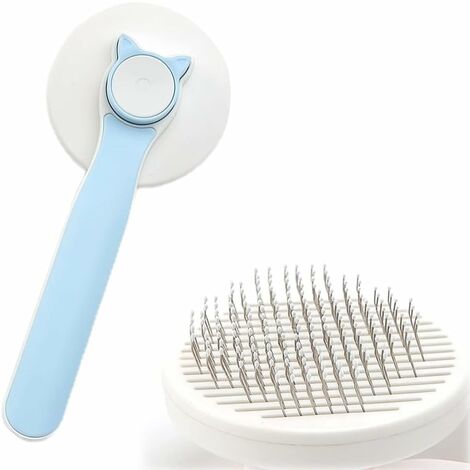 Cat Brush, Self-cleaning Brush for Cat and Dog with Short and Long Hair, Dog Grooming Brush for Removing Shedding Fur and Dead Undercoat.