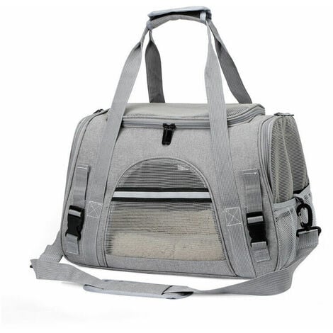 Cat Carrier Foldable Breathable Dog Cage with Adjustable Straps Dog Carrier Bag for Kitten Puppy Rabbit Gray