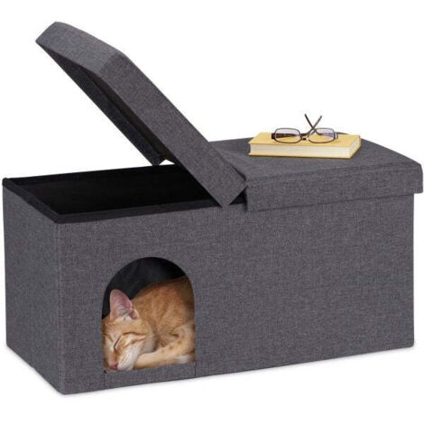 Cat cave in grey with lid
