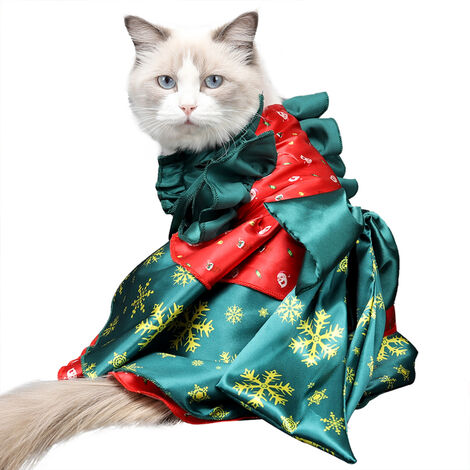 Cat Christmas Dress Santa Snowflake Bowknot Xmas Skirt for Cat