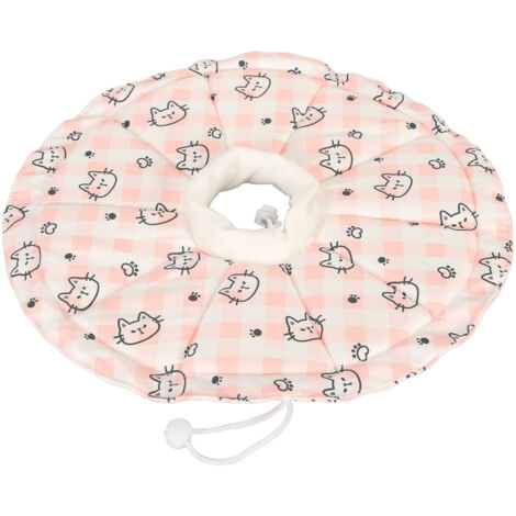 Cat Cone Collar Drawstring Adjustable Prevents Licking and Biting Waterproof Breathable Cat Elizabethan Collar Pink M Neck Collar:20‑32cm/7.9‑12.6in, Depth:12.5cm/4.9in