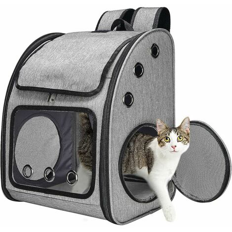 Cat Dog Backpack Cat Carrier Bag Small Dog Cat Backpack with Safety Leash + Bowl for Train/Car/Restaurant/Air Travel