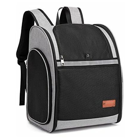 Cat Dog Carrier Backpack: Small Pets Large Cat 10kg Breathable Foldable Travel Bag with Interior Safety Strap for Camping Hiking Train Car Restaurant - Gray