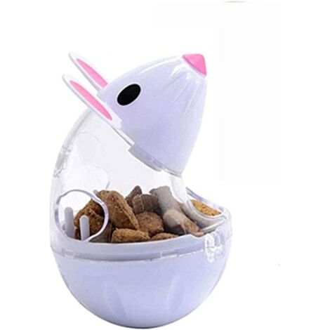 Cat Feeder Treats Toys for Interactive IQ Treat Training Mouse Shape Cup (Blanc)