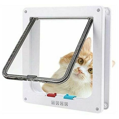 Cat flap flap for 4-way magnetic closure for cats and small dogs - dog door cat door (XL, white) 24.5  28.5  5.5 cm