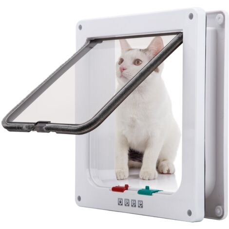 Cat Flap, Magnetic Lockable 4 Modes for Pets Kittens and Kittens Small White