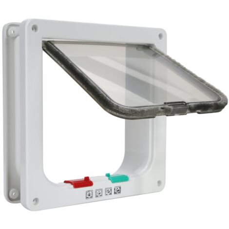 Cat Flap, Magnetic Lockable 4 Modes for Pets Kittens and Medium Kittens White