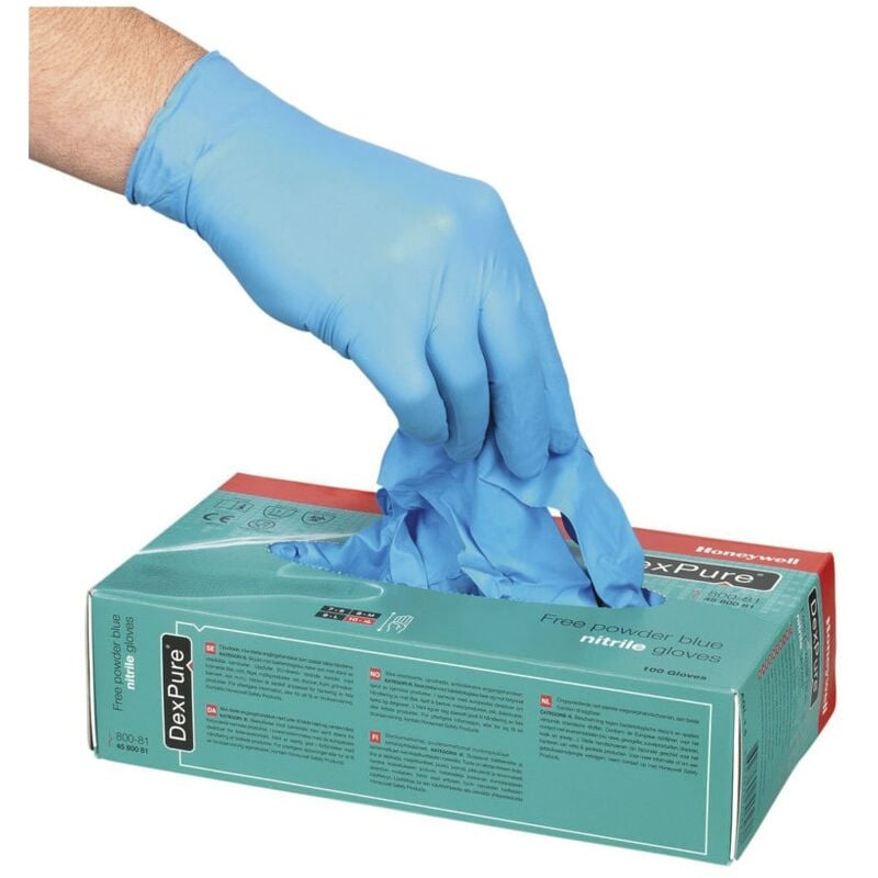 Dexpure Disposable Gloves, Blue, Nitrile, Powdered, Smooth, Size l, Pa - Blue - Honeywell
