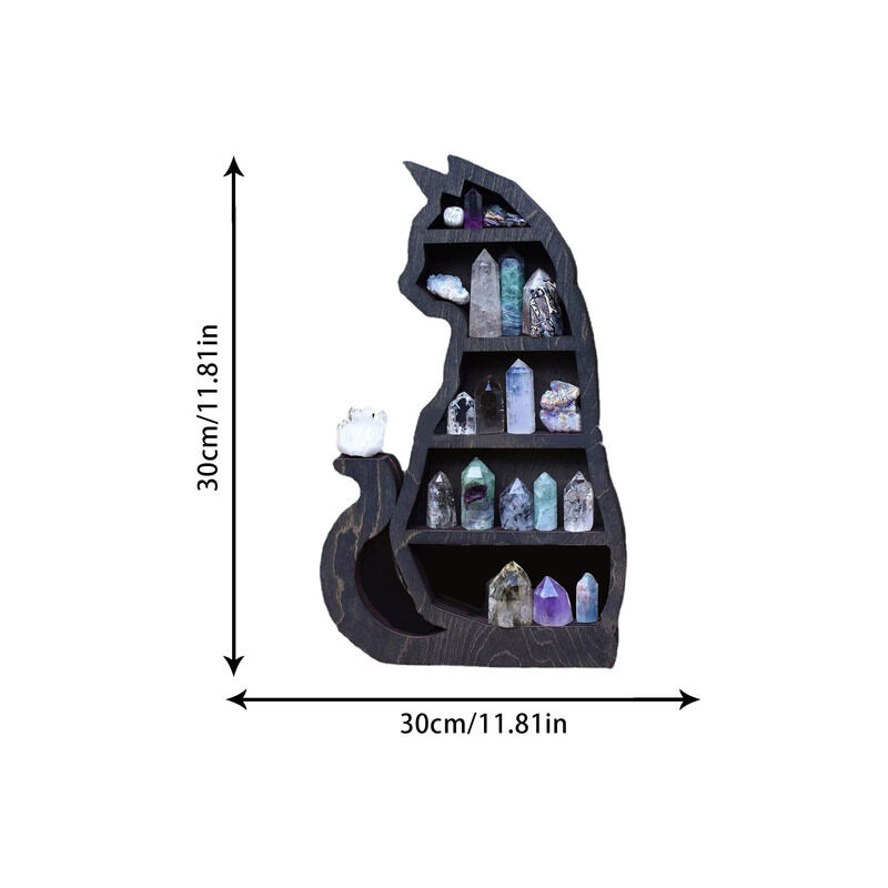 Cat in The Moon mensola in legno di cristallo