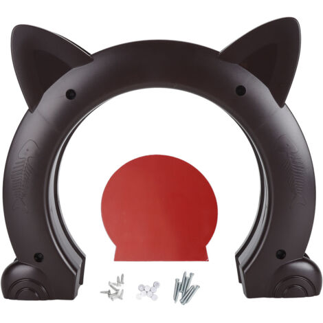 Cat Interior Door Easy Installation Decorative Kitten Puppy Hole Door for Indoor Door Wall Brown