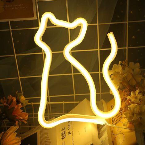 main image of "Cat LED Signs Neon Lights for Wall Decor,USB or Battery Operated Neon Sign,LED Signs for Bedroom,Wall Decoration Table Lights,Decorative for Bar,Christmas,Home Party,Kids,Girls Room"