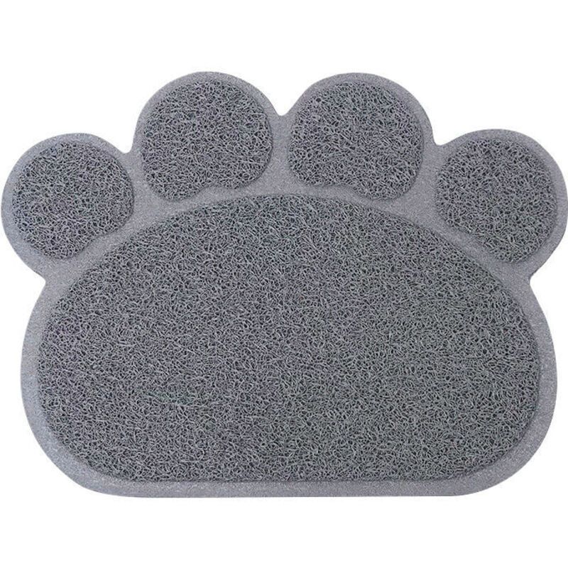 Cat Litter Mat, High Quality Large Cat Litter Tray, PVC Material, Cute Cat Paw Shape, Waterproof and Durable, Easy to Clean, Non-Slip, Grey, 40 cm ×