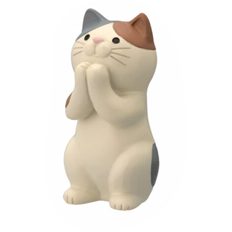 Cat Ornament Multifunctional Phone Tablet Glasses Pen Holder Desk Decoration for Home Clasp Hands Tri Colored Cat