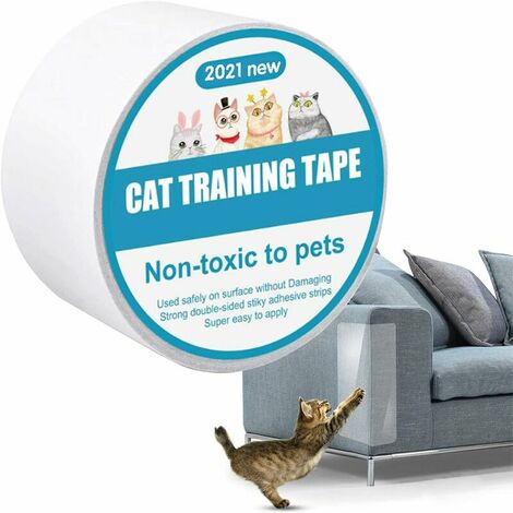 Cat Scratch Protection Ruban Adhésif Transparent Pour Chats Ruban Transparent Protecteur Canapé Canapé Protecteur Anti-Chat Anti-Rayures Ruban Adhésif Pour Canapés, Murs (6.35cm / 10M)