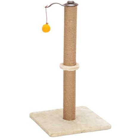 Cat Scratching Post, Cat Scratcher for Large Cats with Teasing Toy Ball, Natural Sisal White (Vertial Tree)