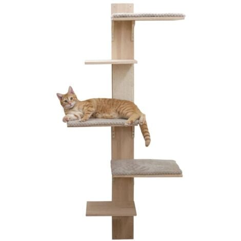 Cat Scratching Post Timber Wall 150 cm Nature and Taupe Kerbl