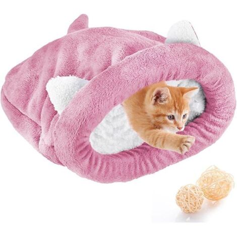 Cat Sleeping Sack - Pet Bed - Warm - Comfortable - Blanket - Self-Heating - Pink 50x40cm BASKET