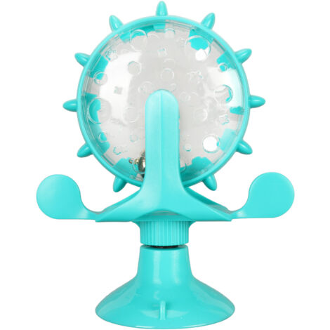 Cat Slow Feeder Round Windmill Shape Pet Slow Food Treat Toy Food Treats Dispenser Toy for Cats and Puppies Blue