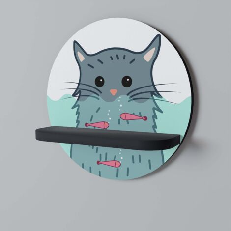 CAT SPLASH Rundes Regal Schwarz