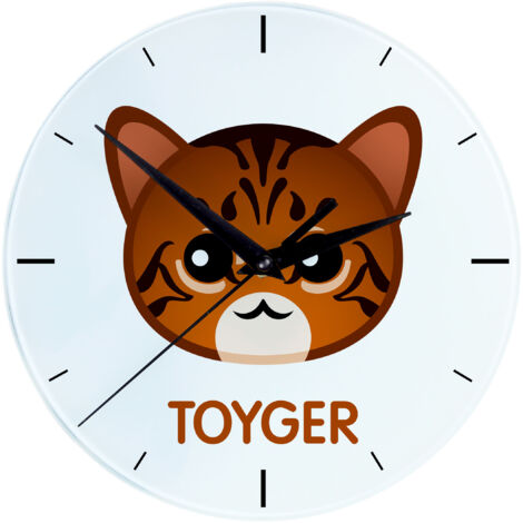 Cat toyger - Orologio in MDF con grafica e scritta di Art-Dog