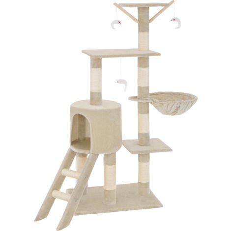 Cat Tree Dominik - 144 cm, sisal cat scratching post - cat scratching post, cat tower, scratching post - beige