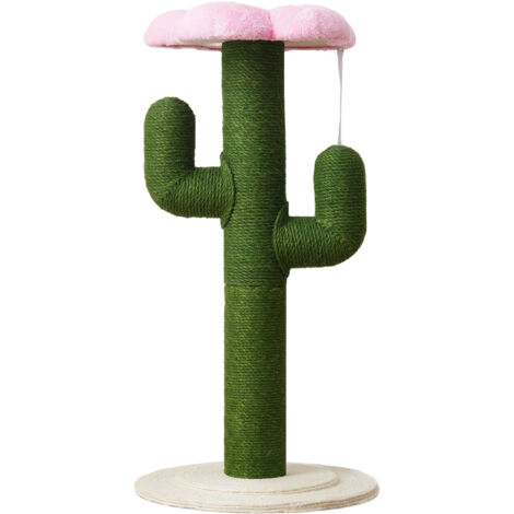 Cat tree forme cactus 90cm avec troncs en sisal épais & anti-bascule, griffoir design moderne d'appartement - vert & robuste
