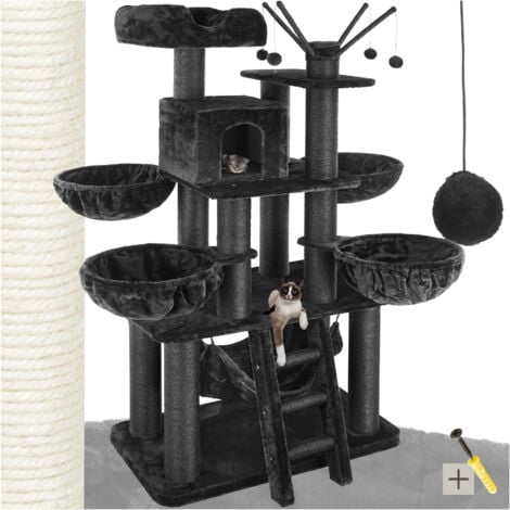 Cat Tree Gismo - 195 cm, sisal cat scratching post - cat scratching post, cat house, cat tower - black